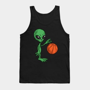 Funny Alien Basketball Planet Outer Space Tank Top